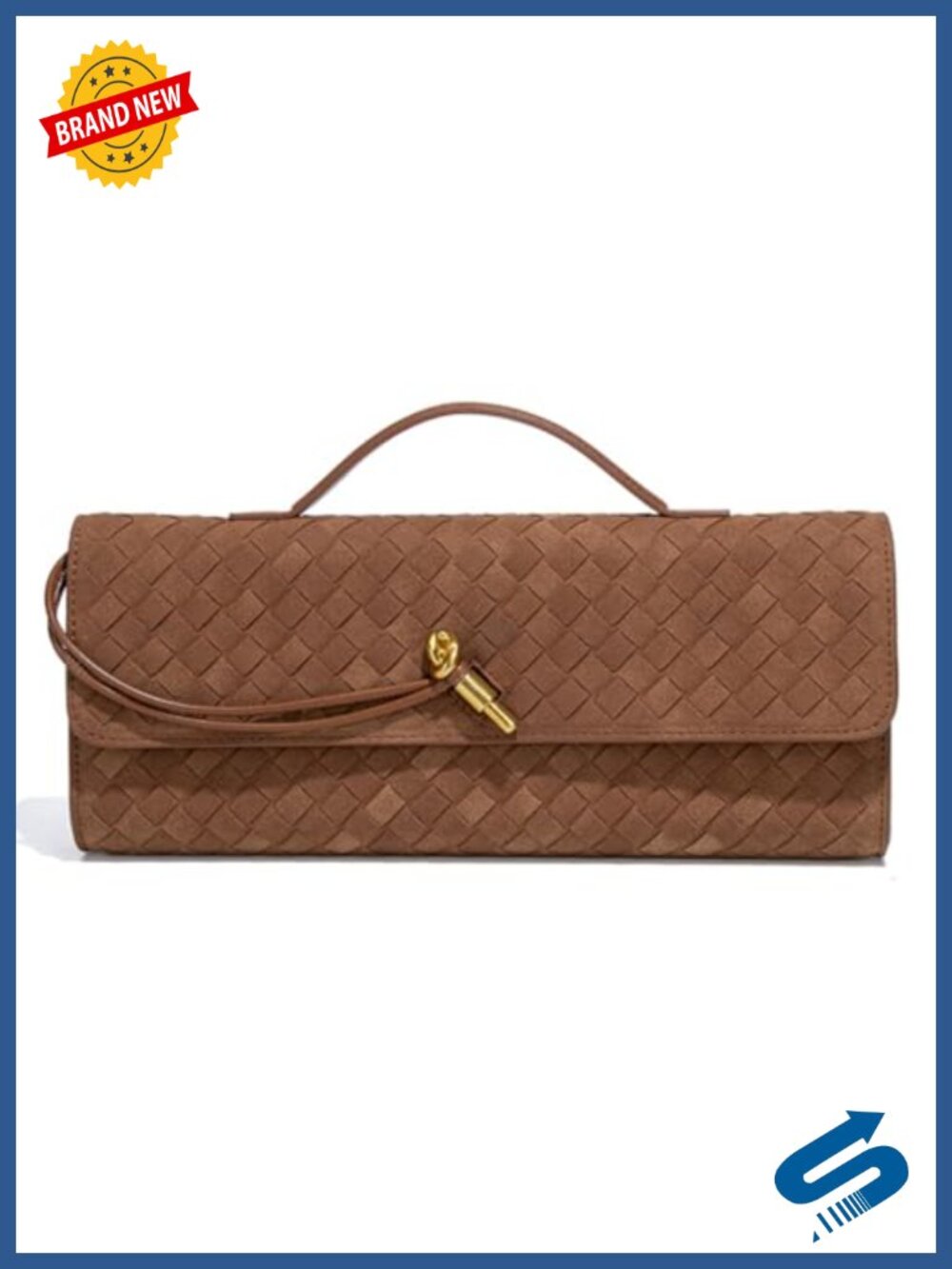 PU Leather Woven Evening Clutch Crossbody Shoulder Bag